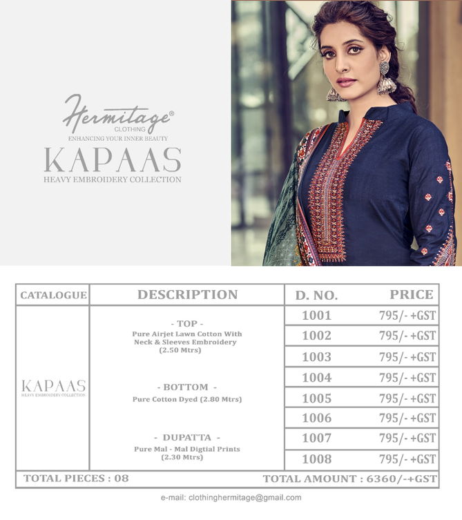 Hermitage Kapaas Exclusive Wear Cotton Printed Fancy Designer Dress Material